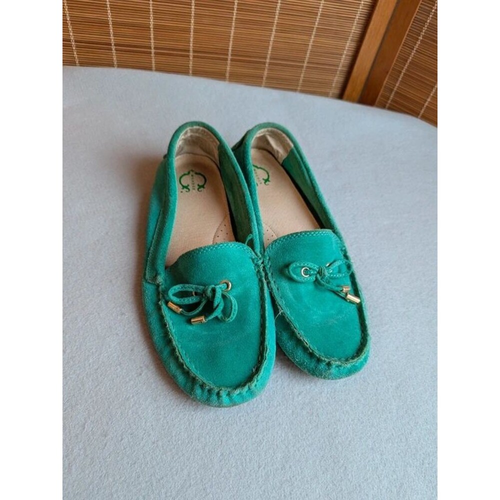 Suede Leather Loafers US 7.5 Turquoise